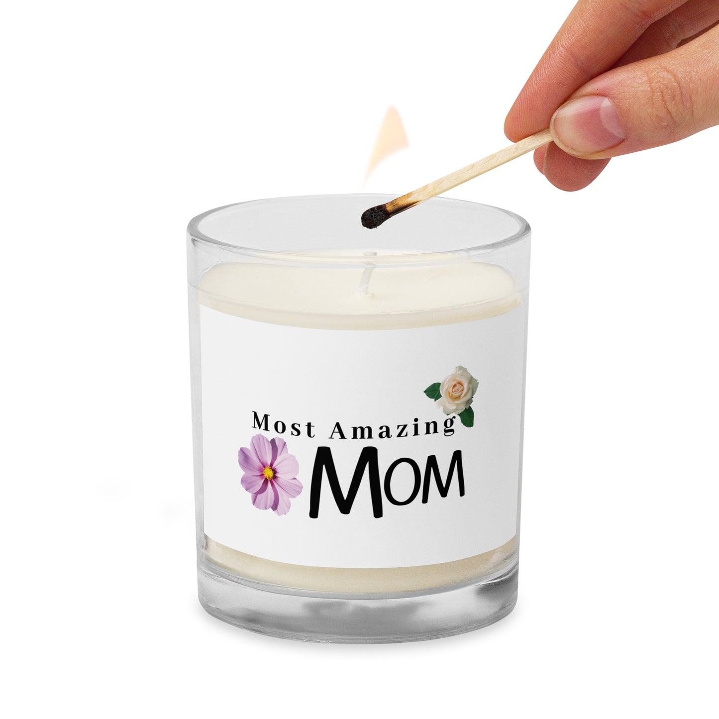 "Most Amazing Mom" Glass Jar Unscented Candle By KISABI®