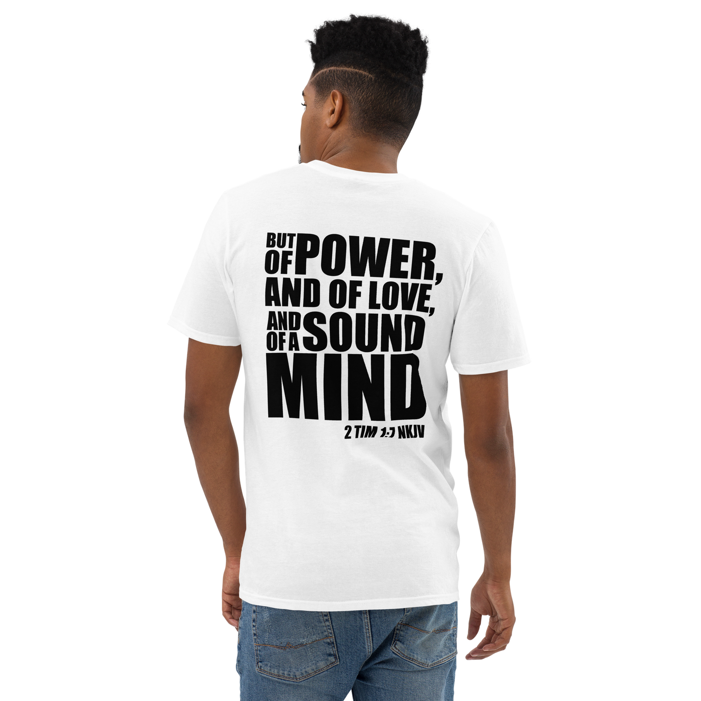 II Timothy 1:7 Short-Sleeve T-Shirt (White) By KISABI®