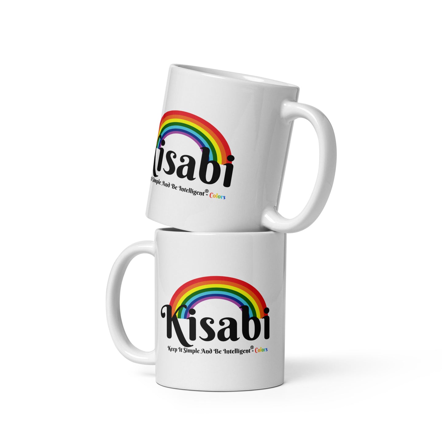 KISABI®  Rainbow White Glossy Mug