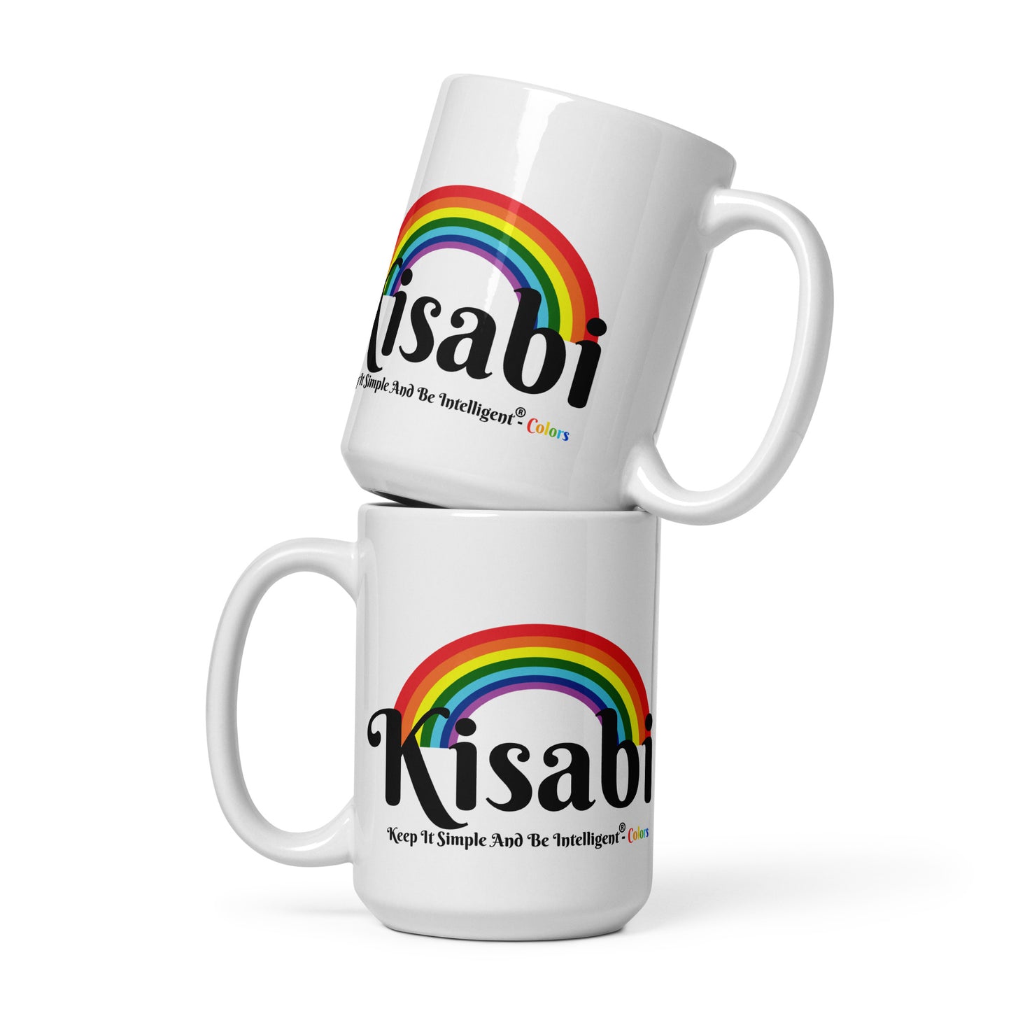 KISABI®  Rainbow White Glossy Mug